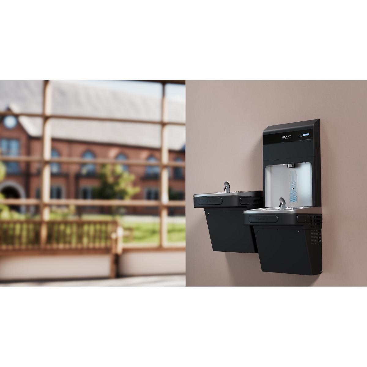 Example of Black Drinking Fountains and Black Bottle Fillers in Schools, Universities, Churches and more.